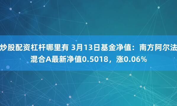 炒股配资杠杆哪里有 3月13日基金净值：南方阿尔法混合A最新净值0.5018，涨0.06%