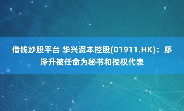 借钱炒股平台 华兴资本控股(01911.HK)：廖泽升被任命为秘书和授权代表