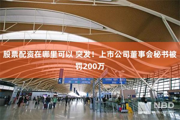 股票配资在哪里可以 突发！上市公司董事会秘书被罚200万