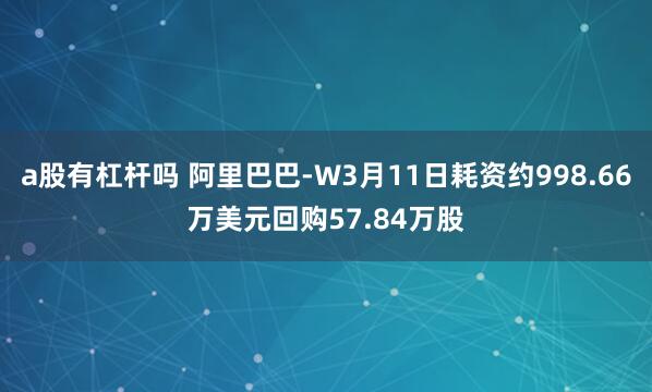 a股有杠杆吗 阿里巴巴-W3月11日耗资约998.66万美元回购57.84万股