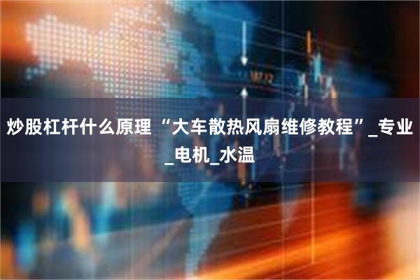 炒股杠杆什么原理 “大车散热风扇维修教程”_专业_电机_水温