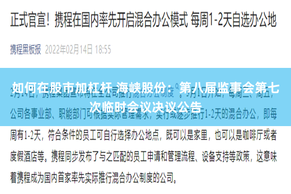 如何在股市加杠杆 海峡股份：第八届监事会第七次临时会议决议公告